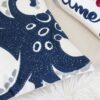 Octopus Patterned Pillow Cover With Matching Back - White - Image 7
