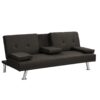 Contemporary Sofa Bed With Armrest 2 Holders - Dark Brown - Image 5