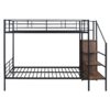 Full Over Full Bunk Bed With Lateral Storage Ladder And Wardrobe - Black - Image 17