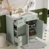 36" Bathroom Vanity With Sink, Soft Close Doors, Adjustable Shelves - Green - Image 6