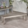 Outdoor Modern Aluminum Dining Bench With Faux Wood Seat, Durable And Elegant Design - Gray / Silver - Image 4