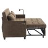 Loveseat Sofa Pull Out Sofa Bed Sleeper Sofa With A Reversible Backrest Cushion, Side Pockets, 2 USB Ports And A Phone Holder For Living Room - Brown - Image 21