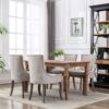Ultra Side Dining Chair,Thickened Fabric Chairs With Neutrally Toned Solid Wood Legs, Bronze Nail Head (Set of 2) - Beige - Image 14