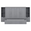 Full Size Murphy Bed With Shelves, Drawers And USB Ports - Gray - Image 7