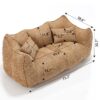 Comfortable Dual Beanbag Chair With High Resilience Foam Core For 2 People In Coffee - Coffee - Image 3
