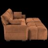 Cozy Plush 2 Seater Sofa Set With Ottomans And Throw Pillows - Burnt Orange - Image 16