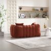 Soft Beanbag Chair With High Resilience Foam Core For Two People, The Comfortable Square Recliner Sofa Is Ideal For Family Members And Friends Engaged In Games, Reading, Watching TV - Red / Brown - Image 6