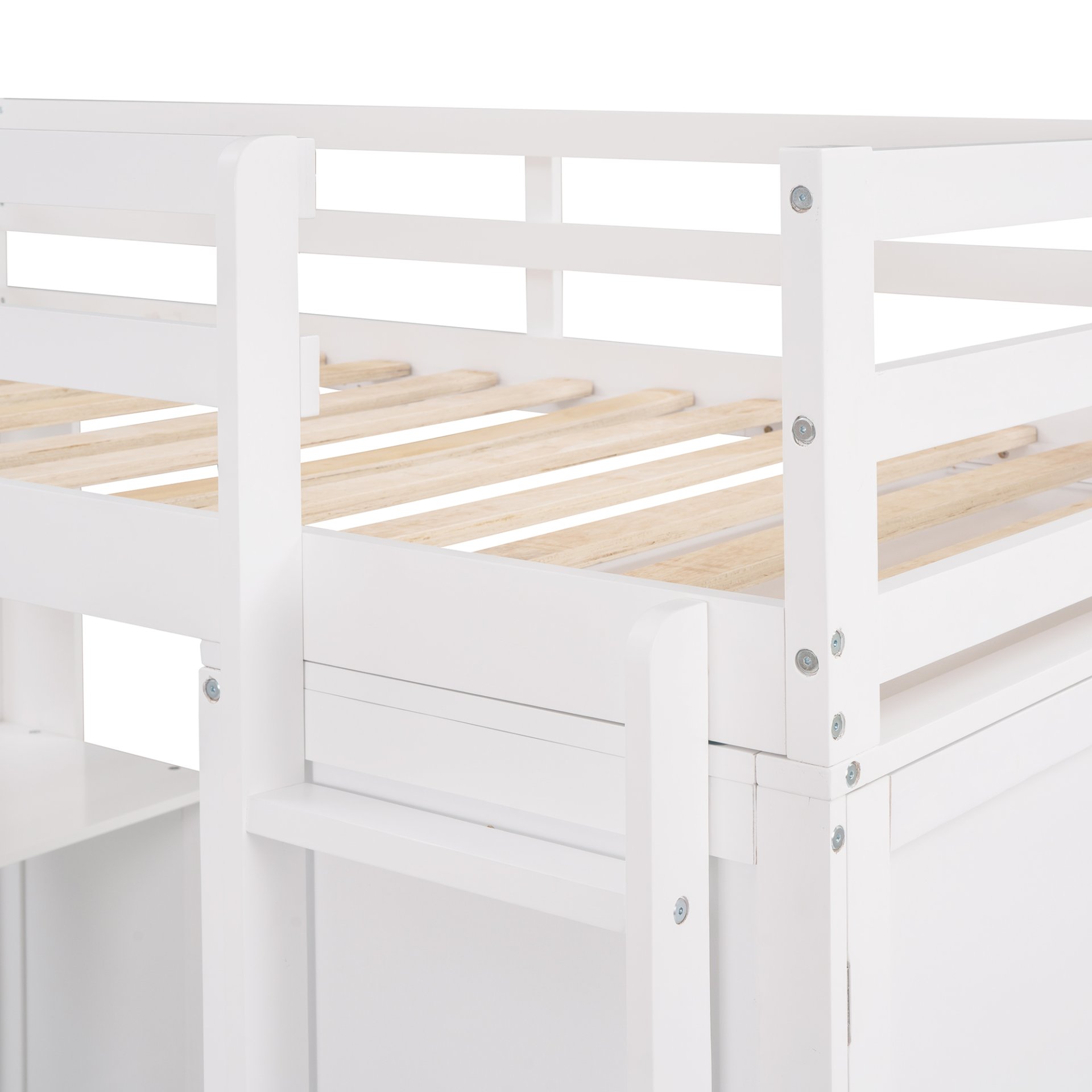 Twin Size Loft Bed With Drawers, Desk, And Wardrobe - White - Image 14