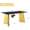 Patterned Slab Dining Table With Golden Stainless Steel Butterfly Legs - Black / Gold - Image 3