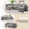 Modern Modular Cloud Sofa Bed, 6 Seat Chenille Sectional Couch Set With Ottoman, Free Combination, Convertible U Shaped Sleeper Sofa - Gray - Image 19