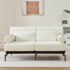 Modern Loveseat Sofa 59" Couch With Flexible USB Ports, Unique Cylindrical Armrests - Beige - Image 5
