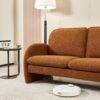 Loveseat Sofa Small Couch For Living Room, Sherpa Fabric Upholstered Loveseat Sofa Couch, Small Loveseat Sofa For Apartment, Bedroom - Orange - Image 5