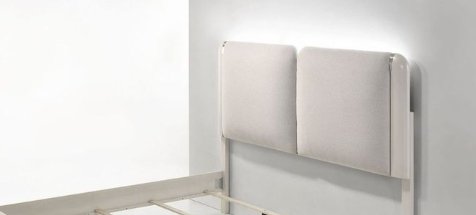 Laveda - Boucle Eastern King Bed With LED - Light Gray / White - Image 4