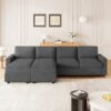 Modern Convertible Sectional Sofa With Storage Chaise Lounges And USB Ports - Dark Gray - Image 9