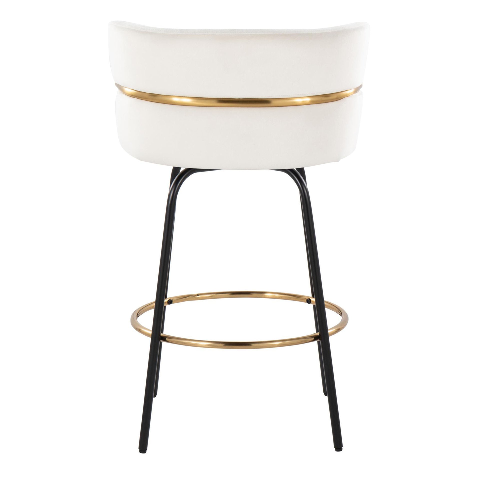 Cinch - Contemporary Fixed Height Counter Stool With Swivel With Round Footrest (Set of 2) - Black / Cream - Image 5