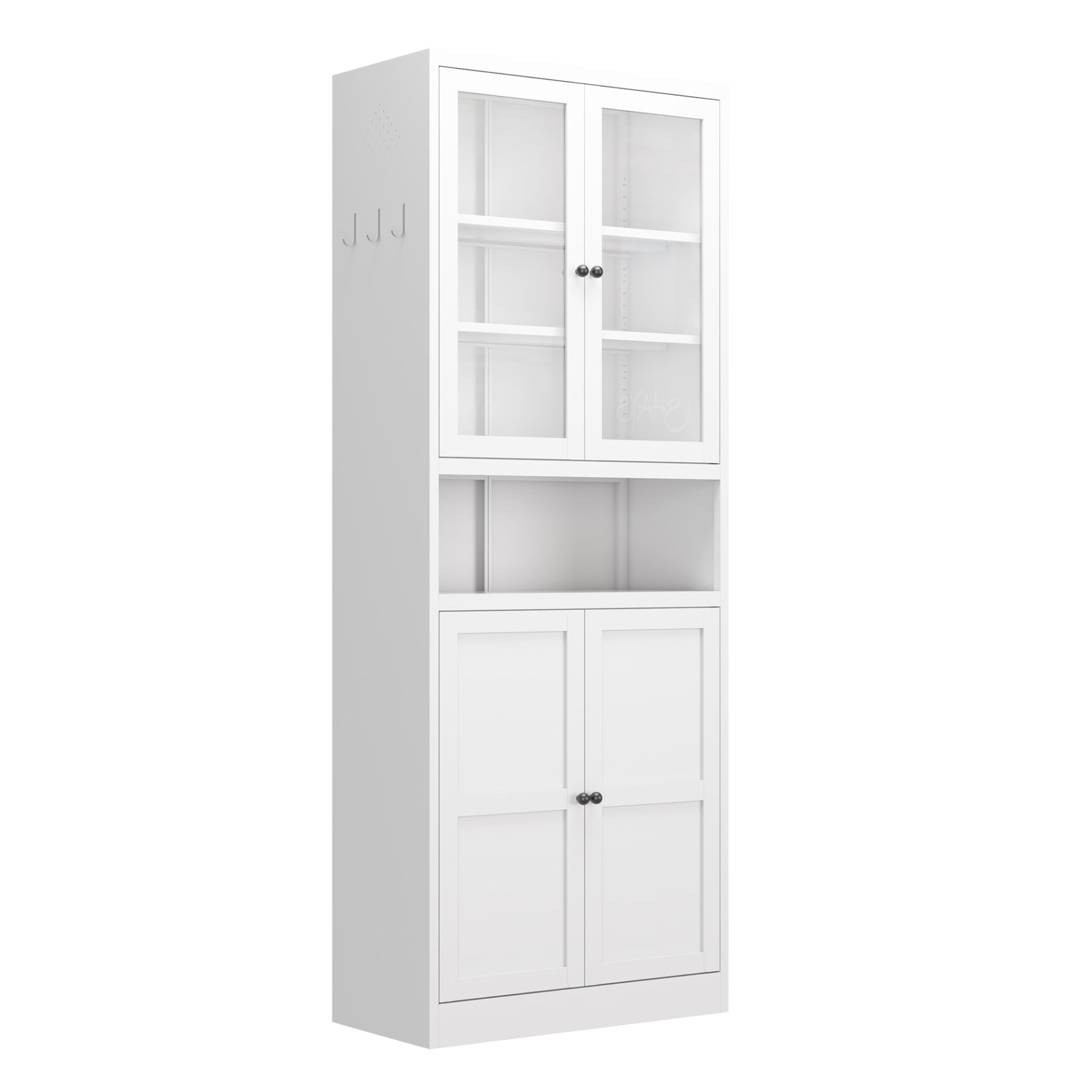 Metal Kitchen Pantry Cabinet Tall Storage With Adjustable Shelves, Heavy Duty Stainless Steel Frame - White - Image 5