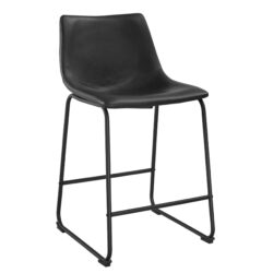 Industrial Faux Leather Counter Stools (Set of 2) - Black