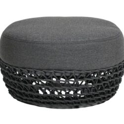 Willow - Round Upholstered Patio Ottoman - Graphite Gray / Black