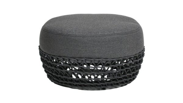 Willow - Round Upholstered Patio Ottoman - Graphite Gray / Black