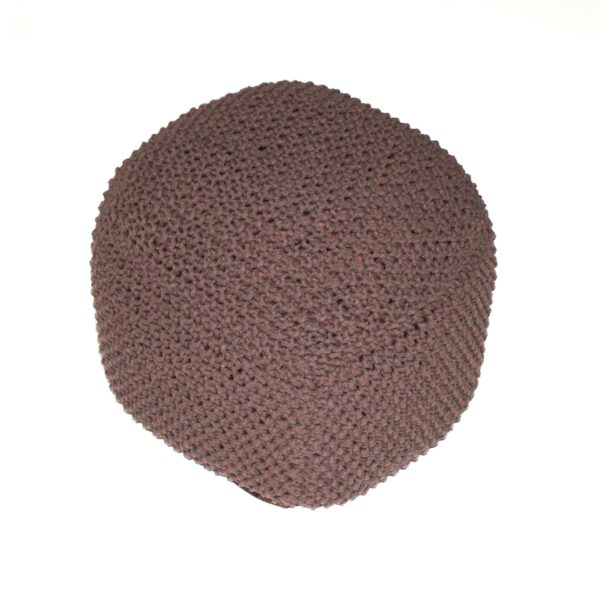 Handmade Semi Rounded Cable Knitted Pouf Perfect Seating & Footrest 100% Cotton - Brown