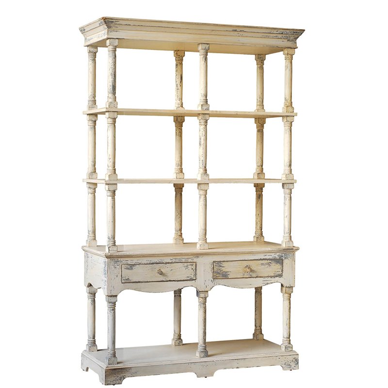 Adela - French Country Bookcase Display Storage Shelf Etageres - Antique White - Image 2