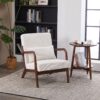 Accent Chair With Pillow Upholstered Arm Chair - Beige - Image 2