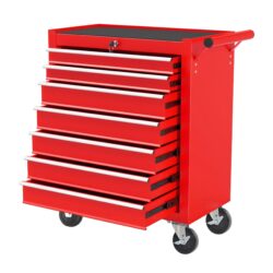 Rolling Tool Chest With 7 Drawer Tool Box With Wheels Multifunctional Tool Cart Mechanic Tool Storage Cabinet For Garage, Warehouse, Workshop, Repair Shop - Red