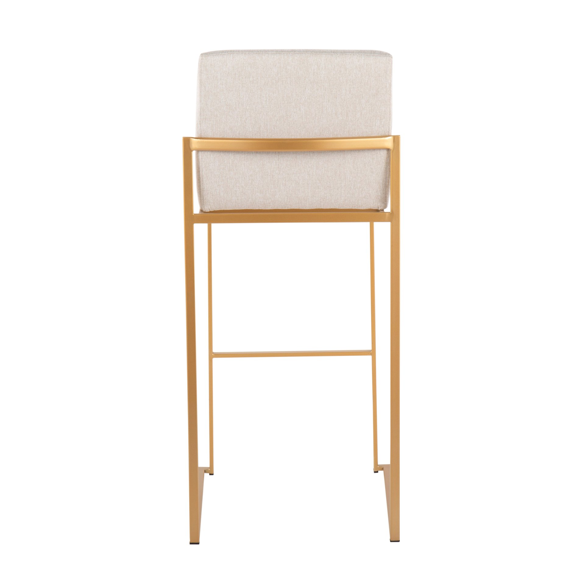 Fuji - Contemporary High Back Barstool (Set of 2) - Gold / Beige - Image 5