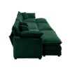 Oversized Modular Cushion Sofa Set With Portable Ottoman Corduroy L Shaped Low Back Deep Seating - Green - Image 16