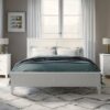 King Platform Bed With Slat Headboard - White - Image 3
