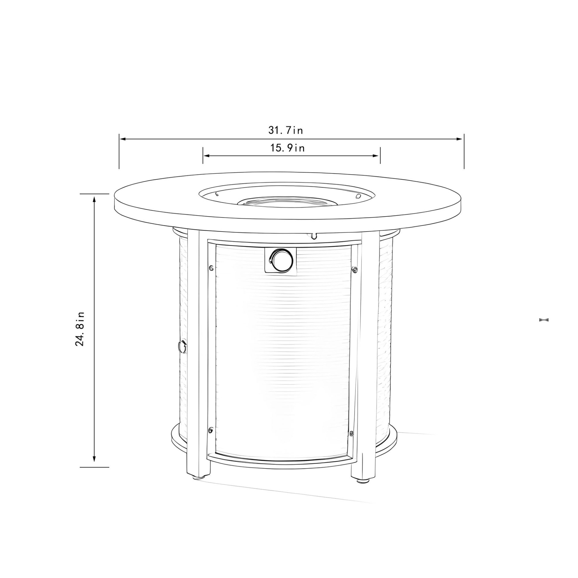Propane Gas Fire Pit Table, 50000 Btu Round Steel Fire Pit For Outside Patio Deck Garden Courtyard - Black - Image 3