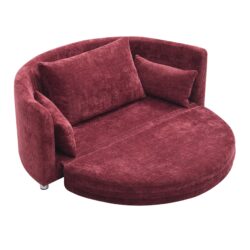 Multi-Functional Foldable Sleeper Sofa Bed, Floor Sofa Chair Bed, Circular Adjustable Futon Sitting And Sleeping Sofa - Burgundy