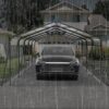 Metal Carport 13 X 26.5 Ft Heavy Duty With Galvanized Steel Roof Metal Garage Canopy With Galvanized Steel Roof & Frame Car Tent Outdoor Storage Shed For Car Boats And Truck - Gray - Image 6
