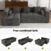 Sectional Sofa Full Compressed Sofa Modular Sofa Couch Free Combined Sofa With Deep Seating And 2 Side Pockets For Living Room - Gray - Image 6