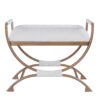 Nora - Bench With Bronze Metal Frame And Boucle Fabric Seat - White - Image 4