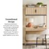 Transitional Reeded Desk With Hutch And Drawers Plus Tech Management - Oak - Image 11