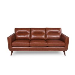 Mid-Century Leather Sofa - Light Brown