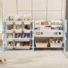 Kids Toy Storage Organizer With 2 Tier Bookshelf, Toy Storage With 12 Bins - Blue - Image 4