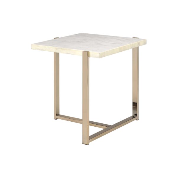 Feit - End Table - Champagne / Marble