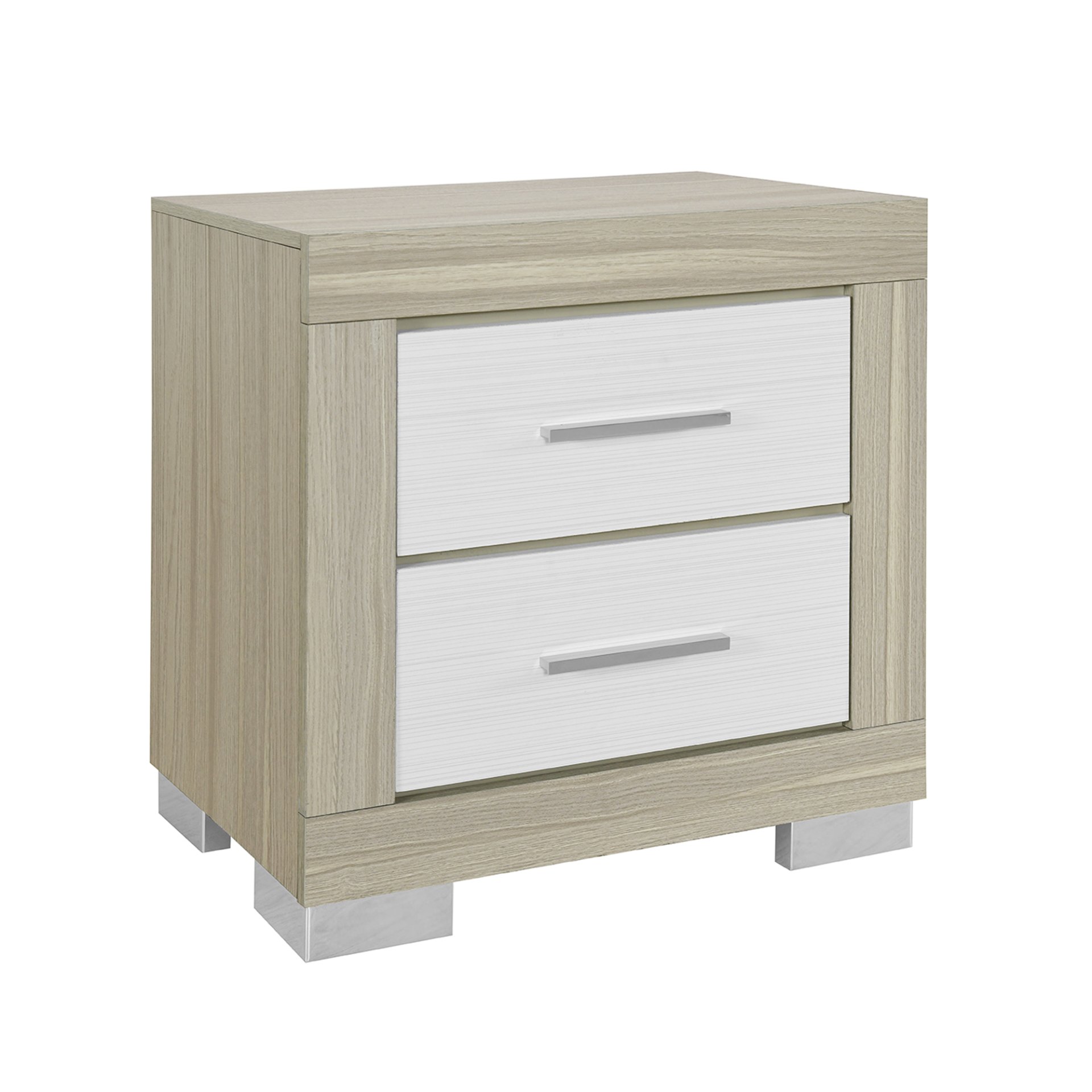 Messa - 5 Piece Queen Bedroom Set With Storage And LED - Natural / White - Image 6
