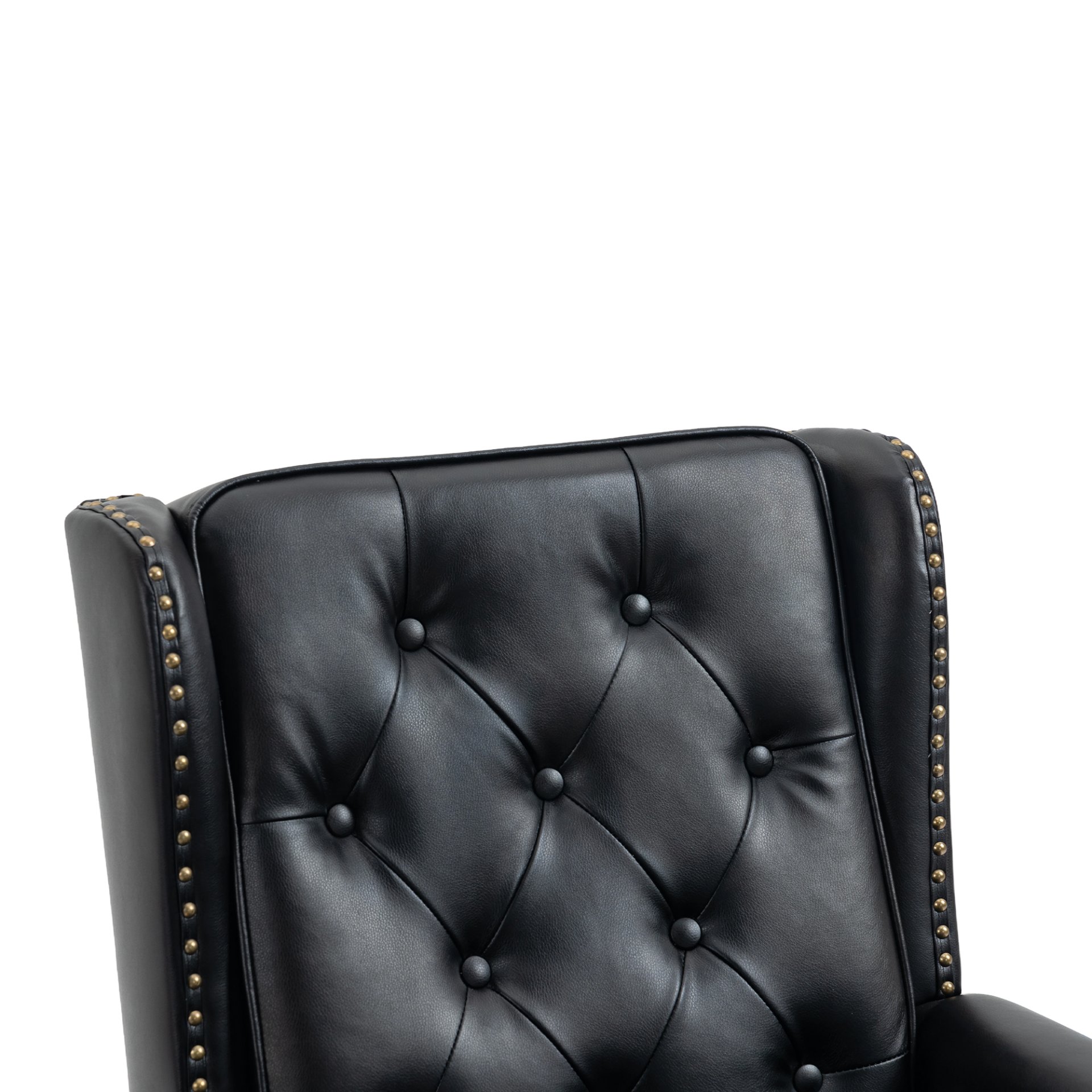 Modern Accent Armchair With Sturdy Wood Legs Leather For Living Room Or Bedroom - Black - Image 16