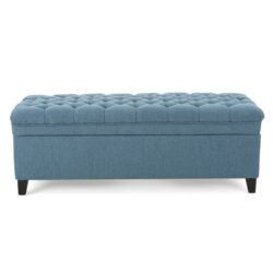Juliana - Storage Ottoman With Stylish Designб Fabric And Birch Legs - Blue
