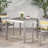 Fizz - Outdoor Square Dining Table With Aluminum Frame - Gray / Silver - Image 2