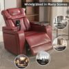 270 Degree Swivel Power Recliner With Tray Table, Phone Holder, Cup Holder, USB Port - Red - Image 8