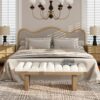 Bella - Upholstered Modern Accent Bench - Ivory White - Image 8