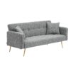 Contemporary Teddy Fleece Sofa Bed With 2 Throw Pillows And Metal Legs - Gray - Image 6