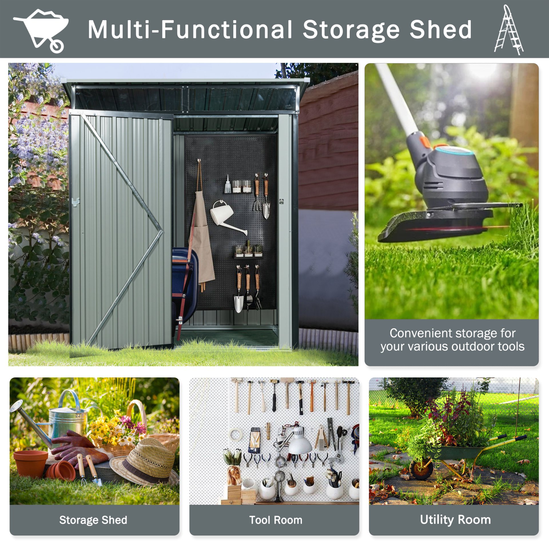 Tc53Bl Outdoor Metal Storage Shed Transparent Plate - Black - Image 7