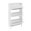 Modern Rattan 3 Door Shoe Rack Cabinet For Entryway Freestanding White Storage Unit In Particle Board - White - Image 12