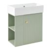Modern Floating Bathroom Vanity With Ceramic Basin, Perfect For Small Bathrooms, Left Side Storage - Green - Image 17
