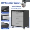 Heavy Duty Metal Storage Cabinet With Wheels 3 Drawer Tool Cabinet For Garage, Office, And Home Organizer Solutions - Black - Image 9